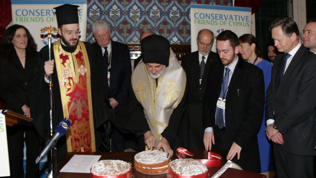 Cutting of the Vasilopita for the Conservative friends of Cyprus